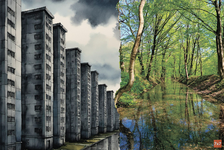 Коллаж нейросети «Генерач» и фотографии из паблика «Спасем Суздальский парк»