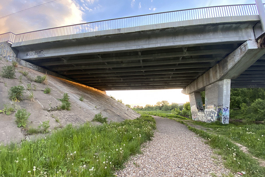Территория под мостом в парке сейчас 