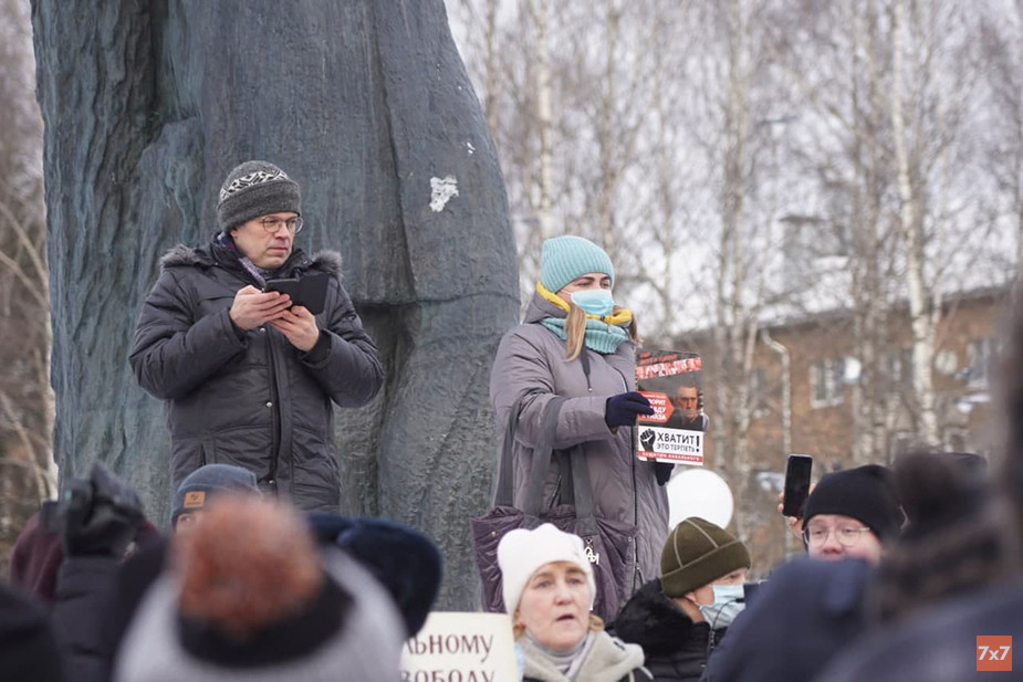 Светлана Уваркина на митинге в Сыктывкаре 31 января