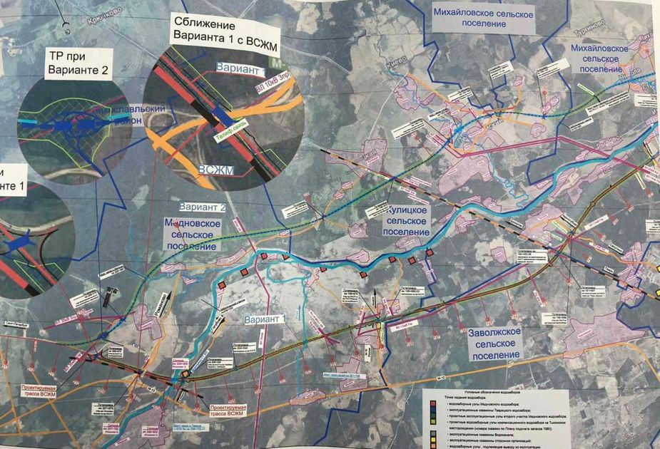 Схема предполагаемого маршрута трассы М-11 в обход Твери