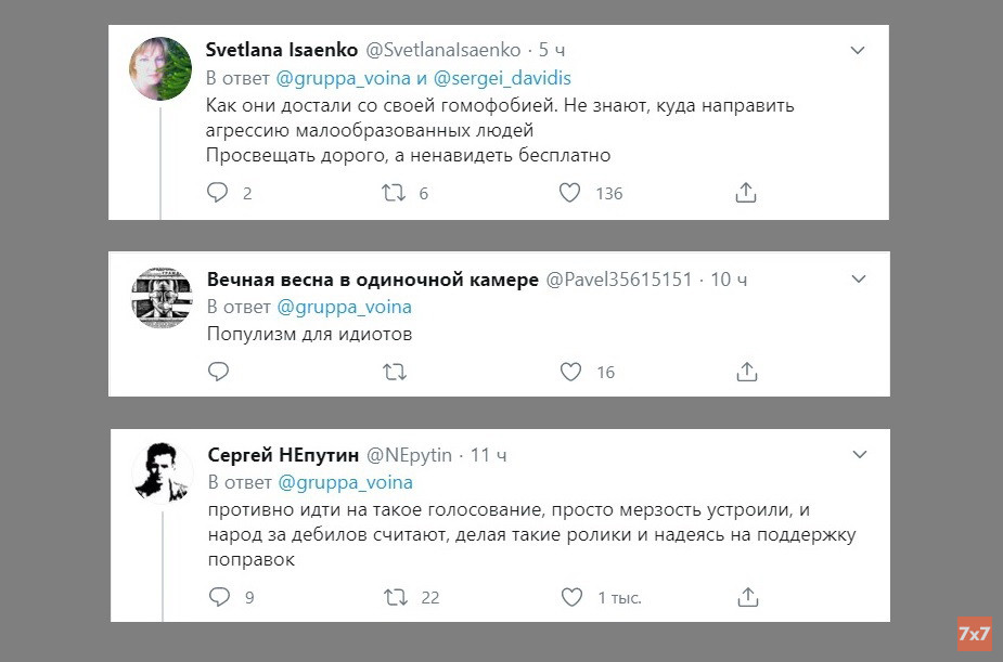 Комментарии пользователей Твиттера