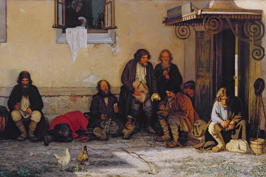 Картина Григория Мясоедова «Уездное земское собрание в обеденное время», 1872 год. Из собрания Третьяковской галереи